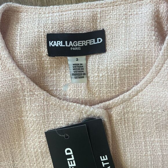 NWT Karl Lagerfeld Pink Sherbt‎ Coral Long Suit Jacket Blazer Size 2 - Picture 2 of 9
